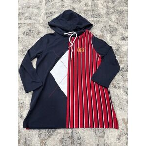 Tommy Hilfiger Women's Shirt Hoodie 3/4 Sleeve Navy Blue Size XS Split Pattern